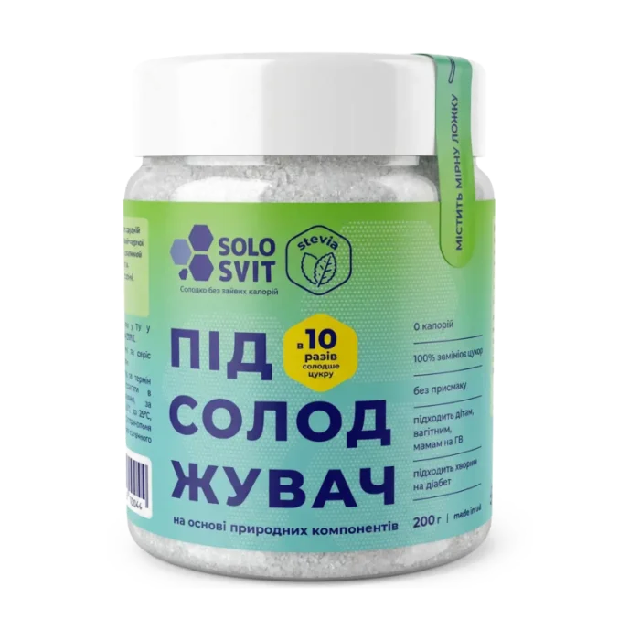 Подсластитель SOLOSVIT Стевия+ 1:10, 200 г — синяя банка