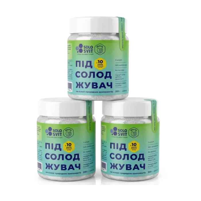 SOLOSVIT Stevia+ Sweetener 1:10 — 3 Light Blue Jars, 600 g