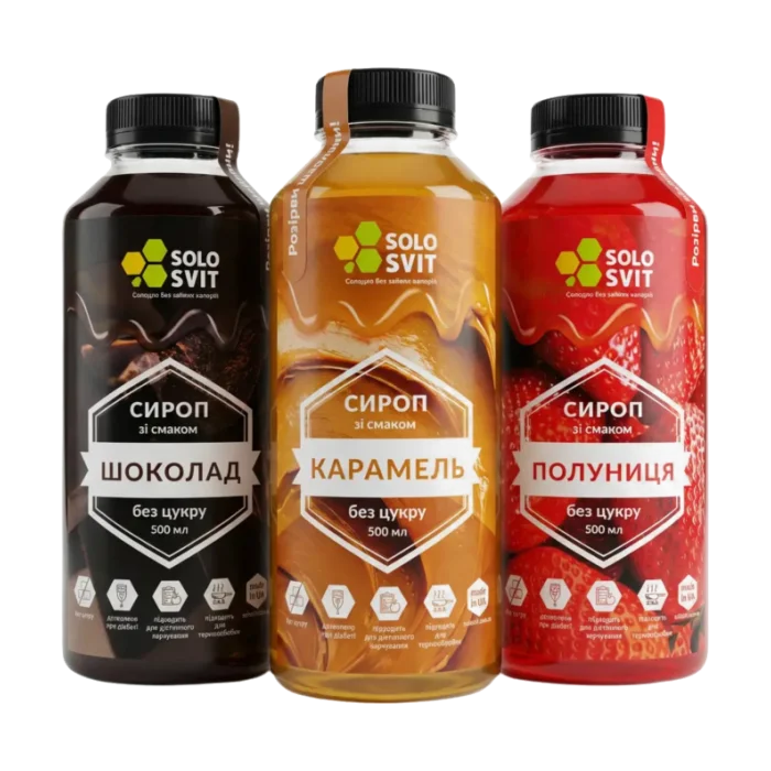 SOLOSVIT Sugar-Free Syrups — For Coffee, Drinks and Desserts, 500 ml